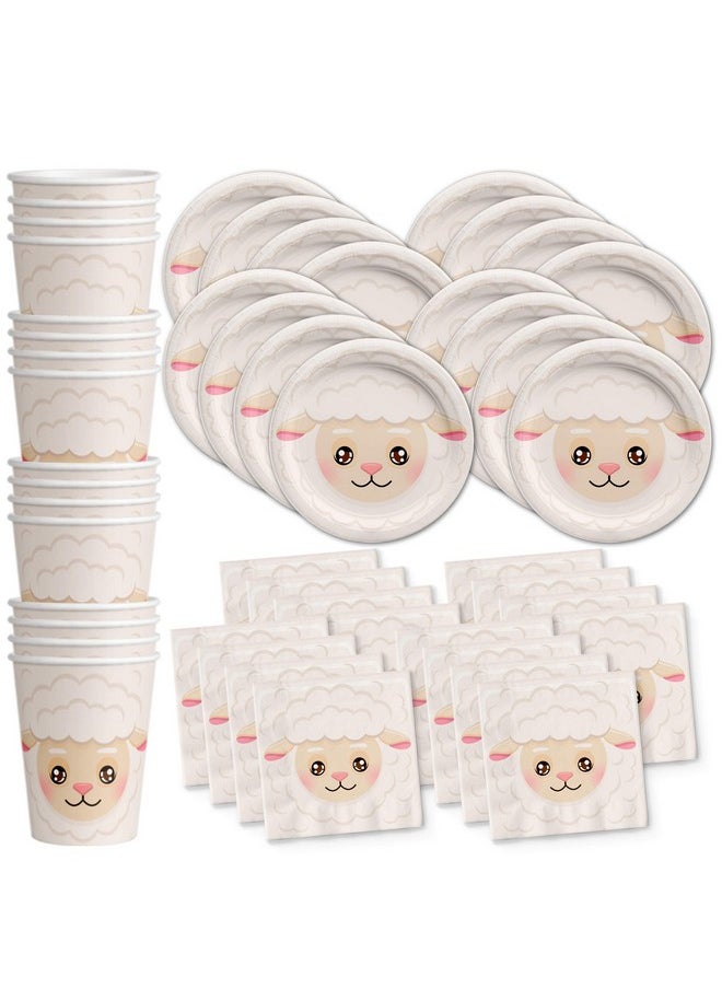 Birthday Galore Sheep Birthday Party Supplies Set Plates Napkins Cups Tableware Kit for 16  - Image 1