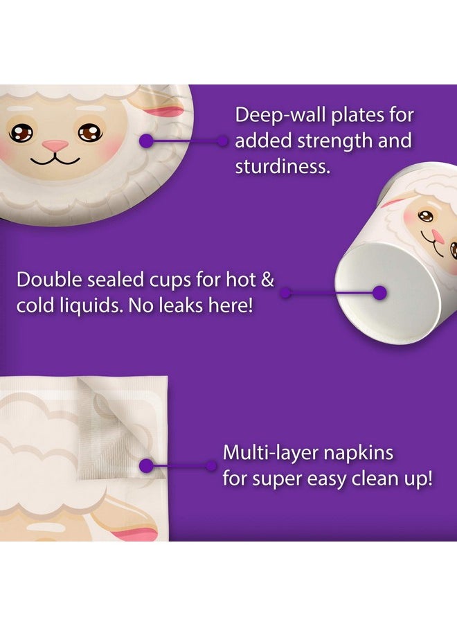 Birthday Galore Sheep Birthday Party Supplies Set Plates Napkins Cups Tableware Kit for 16  - Image 5