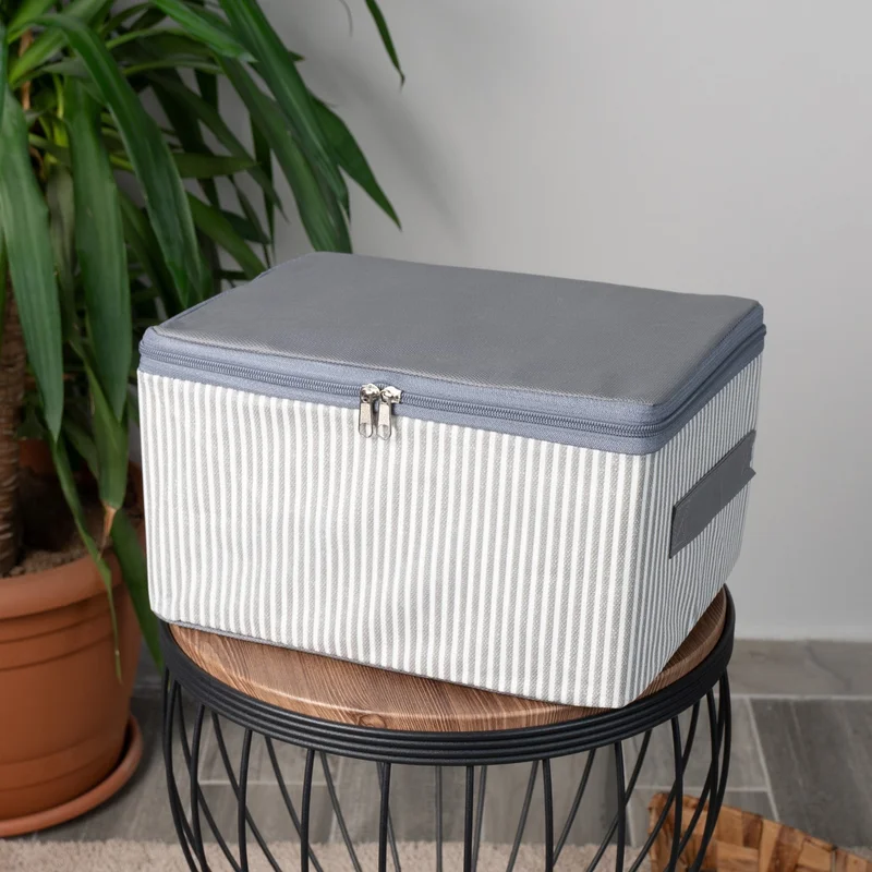 ناكاريف 4 Pieces Small Size Line Pattern Printed Gray Base Under Cabinet Organizer Storage Bag Set 30x20x15 cm