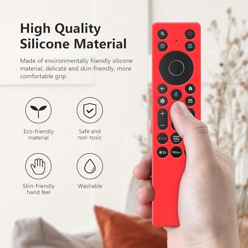 LEFXMOPHY Silicone Cover for TCL RC923A FMB1 / RC813A FMB1 2025 QM6K QM7K TV Remote Control Protective Case - Red - Image 3