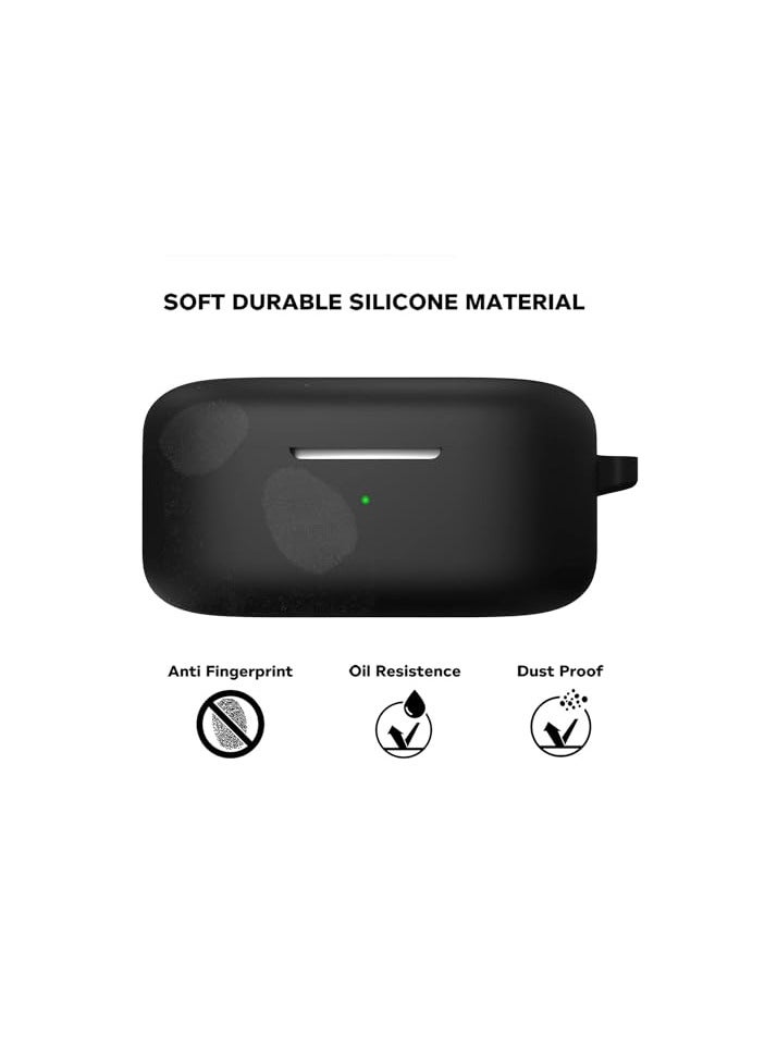غطاء حافظة سماعة أذن متوافق مع OnePlus Nord Buds 2r، غطاء جلد سيليكون ناعم ممتص للصدمات مع سلسلة مفاتيح [ضوء LED أمامي مرئي] (أسود)  - Image 4