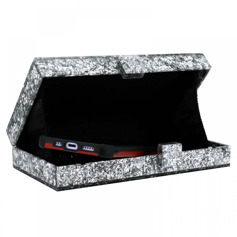 Gets Acrylic Purses and Handbags for Women Multicolor Perspex Box Clutch Purses for Women Wedding Evening Crossbody Handbag (Silver) - Image 3