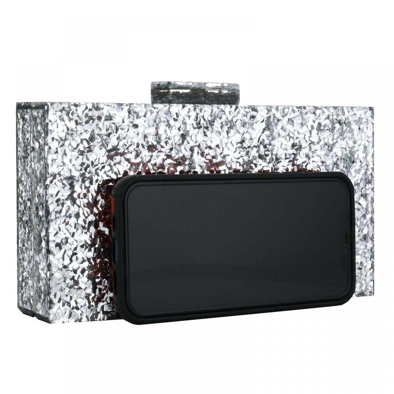 Gets Acrylic Purses and Handbags for Women Multicolor Perspex Box Clutch Purses for Women Wedding Evening Crossbody Handbag (Silver) - Image 2