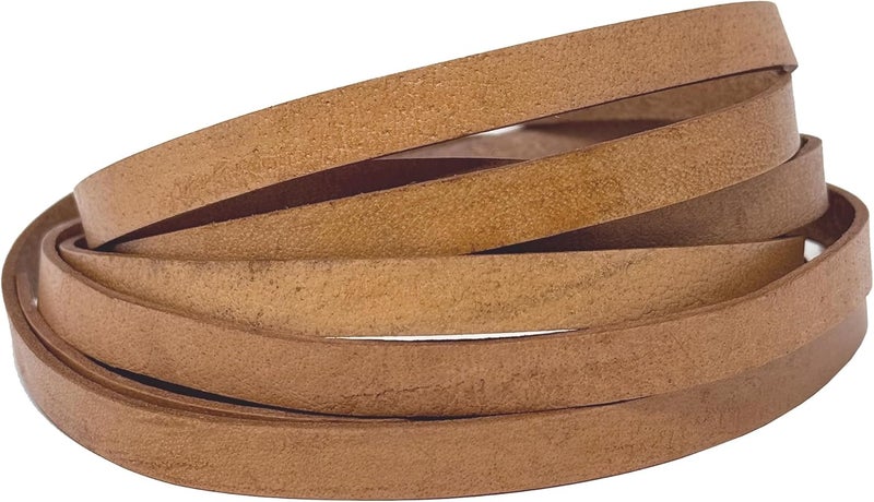 Aezzo Flat Genuine Leather Cord for Bracelet Making 3/8 in. - Real Leather Strip for Jewelry, Keychain, DIY Craft Making, Watch Band, Purse Strap, 1.1 Yard (Natural) - Image 2
