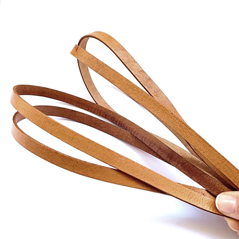 Aezzo Flat Genuine Leather Cord for Bracelet Making 3/8 in. - Real Leather Strip for Jewelry, Keychain, DIY Craft Making, Watch Band, Purse Strap, 1.1 Yard (Natural) - Image 4
