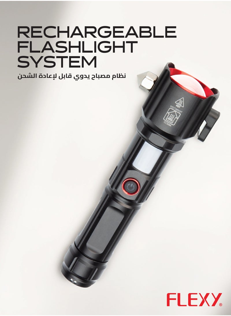 Flexy - "Flexy Rechargeable Flashlight, 6000mAh Battery, 30W Laser LED, 3000 Lumens, Aircraft Aluminium Body, 1800m Range, 3 Modes, Type-C, 2-Year Warranty, Focus Adjustable." - Image 1