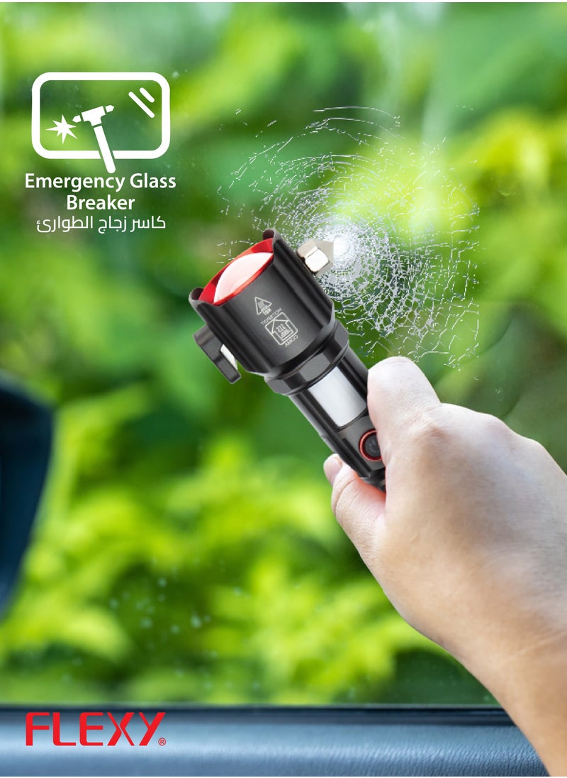 Flexy - "Flexy Rechargeable Flashlight, 6000mAh Battery, 30W Laser LED, 3000 Lumens, Aircraft Aluminium Body, 1800m Range, 3 Modes, Type-C, 2-Year Warranty, Focus Adjustable." - Image 1