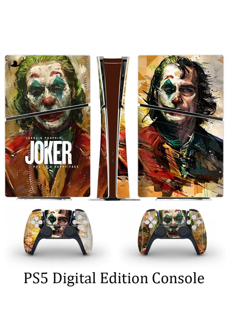 PS5 Slim Digital Edition Console Sticker, Sony PS5 Slim Console Controller Skins Set, Skin Wrap Decal Sticker PS5 Slim Digital Edition Console, Protective Film Sticker for Clown, Vinyl Cover Sticker