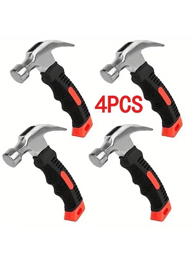 4pcs Mini Claw Hammers Ergonomic Red Handles Durable Metal Tool For Home Camping - Image 2