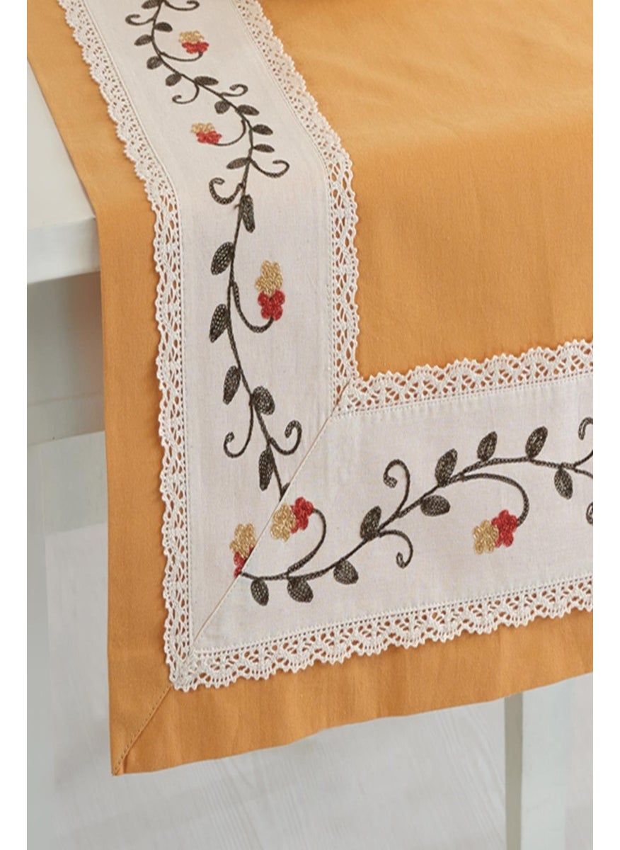 Ödel Home Buldan Linen Floral Silk Embroidered 50 x 130 Cm. Runner  - Image 2