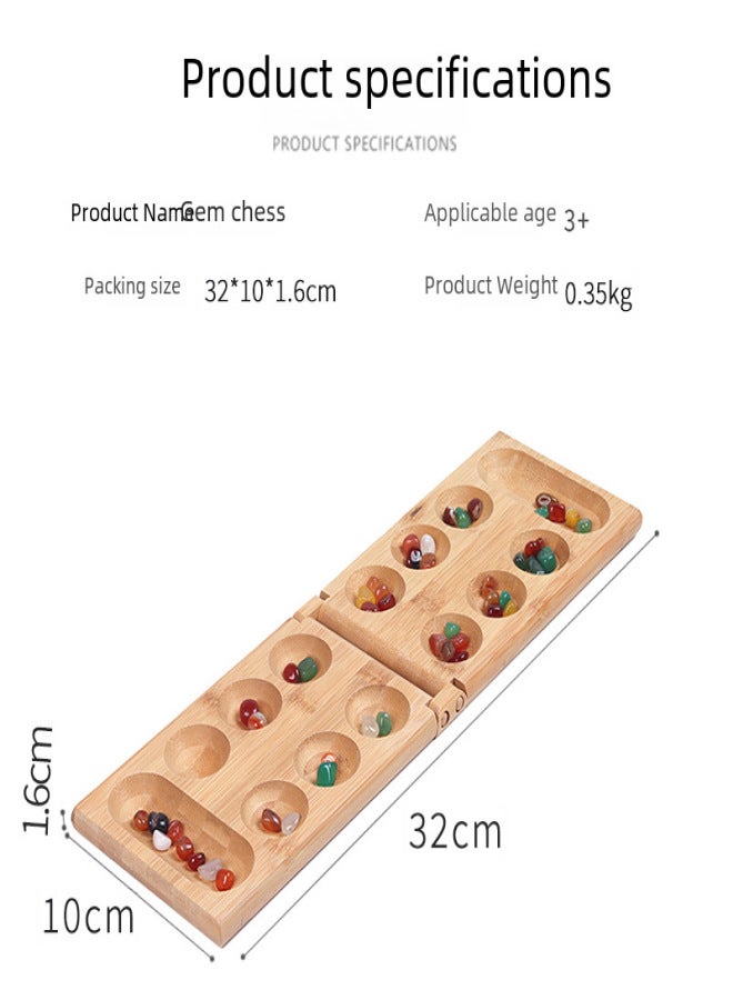 Mancala Nanzhu Gem Chess Boys Girls Adults Children Particle Return Toys African Chess Thinking(Beech Foldable Gem Chess) - Image 4