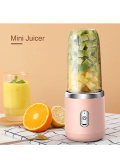 Bonita Rechargeable Electric Small Juicer Portable Personal Blender Juicer Cup 6 Blades 22000 RPM Super Long Battery Life Mini Juicer For Home Outdoor Capacity 400ML 3.7V - PINK  - Image 2