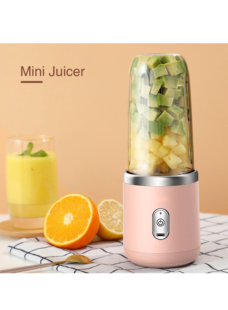 Bonita Rechargeable Electric Small Juicer Portable Personal Blender Juicer Cup 6 Blades 22000 RPM Super Long Battery Life Mini Juicer For Home Outdoor Capacity 400ML 3.7V - PINK - Image 2