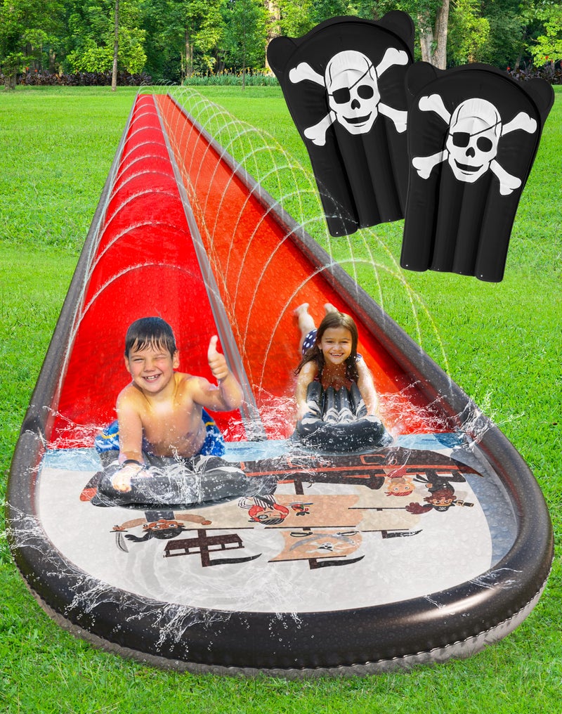 JAMBO 22Ft Water Slide and 2 Bodyboards, Extra Long Slip Splash and Slide, Heavy Duty Pirate Water Slide with Inflatable Bumpers, Splash Mat Water Sprinkler, Outdoor Water Toys, Summer Toy - Image 1