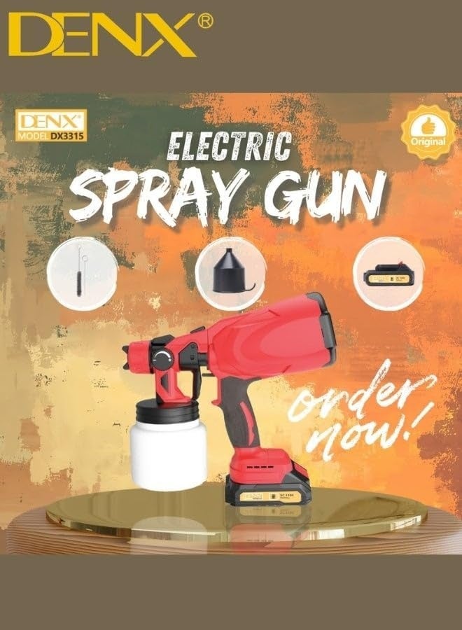 DENX DX3315 Multi-Purpose Electric Spray Gun with Extra Battery – Cordless Professional Paint Sprayer for Walls, Furniture, Metal & Wood – Lightweight DIY Kit with Accessories - Image 4