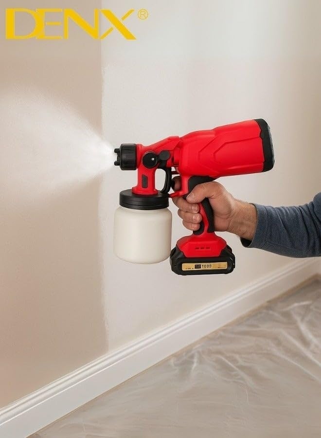 DENX DX3315 Multi-Purpose Electric Spray Gun with Extra Battery – Cordless Professional Paint Sprayer for Walls, Furniture, Metal & Wood – Lightweight DIY Kit with Accessories - Image 2
