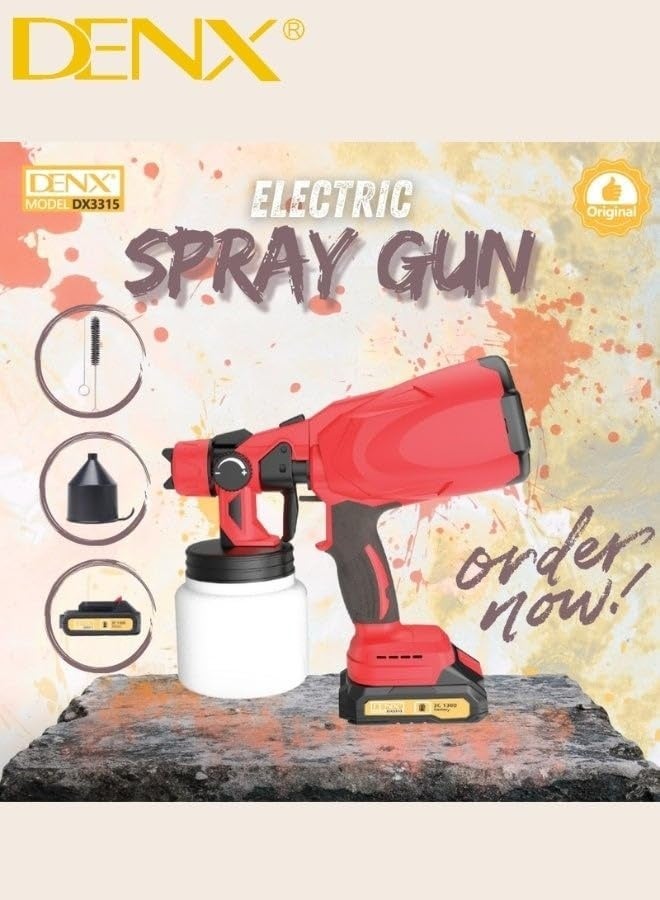 DENX DX3315 Multi-Purpose Electric Spray Gun with Extra Battery – Cordless Professional Paint Sprayer for Walls, Furniture, Metal & Wood – Lightweight DIY Kit with Accessories - Image 5
