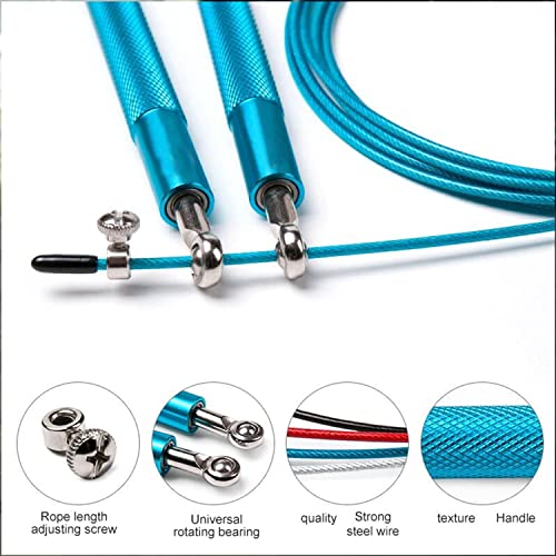 Wearslim® Premium Metallic Skipping Rope with Anti-skid Aluminium Handles and Highly Durable Adjustable Steel Wire - Blue - Image 4