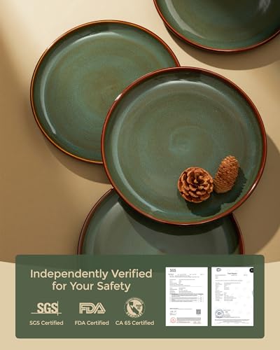 Pokini Stoneware Dinnerware Sets, Ceramic Plates and Bowls Set, Microwave & Dishwasher Safe Kitchen Dishes, Modern Dinner Salad Plates | Cereal Bowls, Dishware Sets Service for 4 Sage Green - Image 4