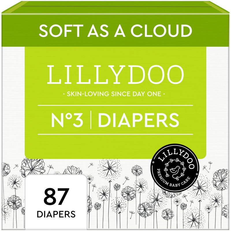 LILLYDOO Disposable Baby Diapers Size 3 13 lbs 87 Count Absorbent Leak Protection Ultra Soft Sensitive Skin Hypoallergenic FragranceFree Dermatologist Tested - Image 2