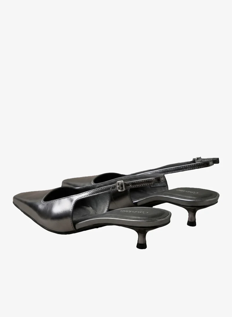 Calvin Klein  Metallic Leather Kitten Heel Slingbacks for Women | Best Price UAE