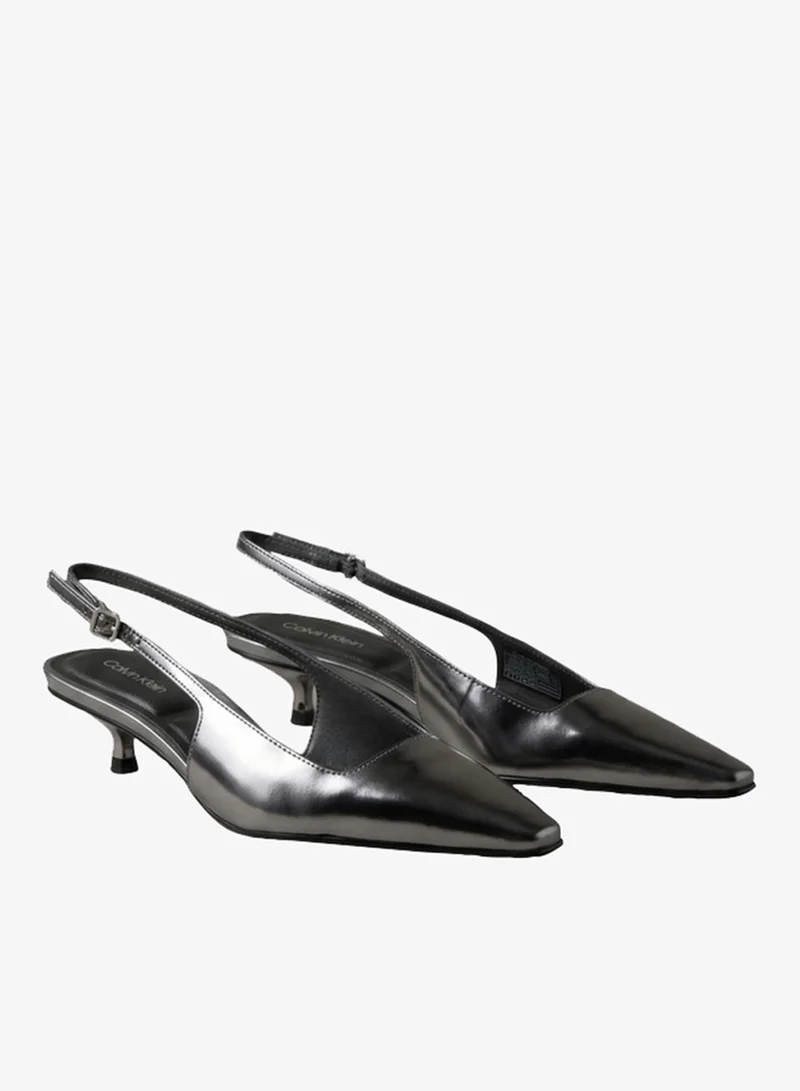 Calvin Klein  Metallic Leather Kitten Heel Slingbacks for Women | Best Price UAE