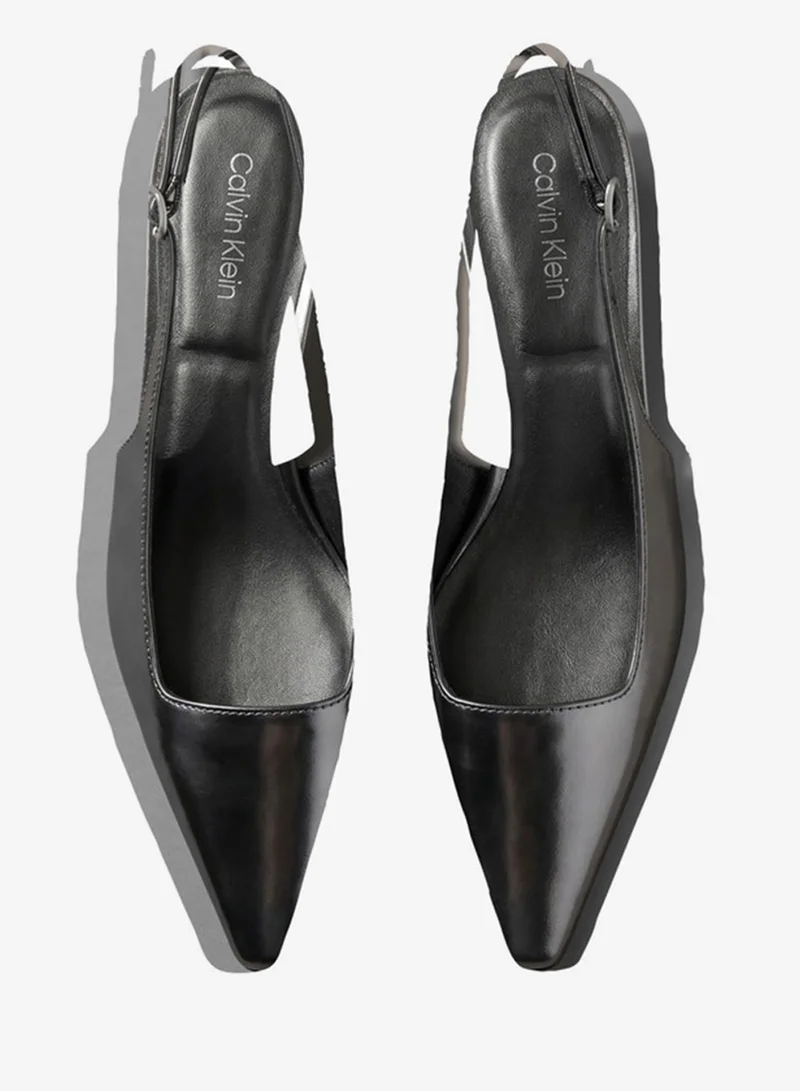 Calvin Klein  Metallic Leather Kitten Heel Slingbacks for Women | Best Price UAE