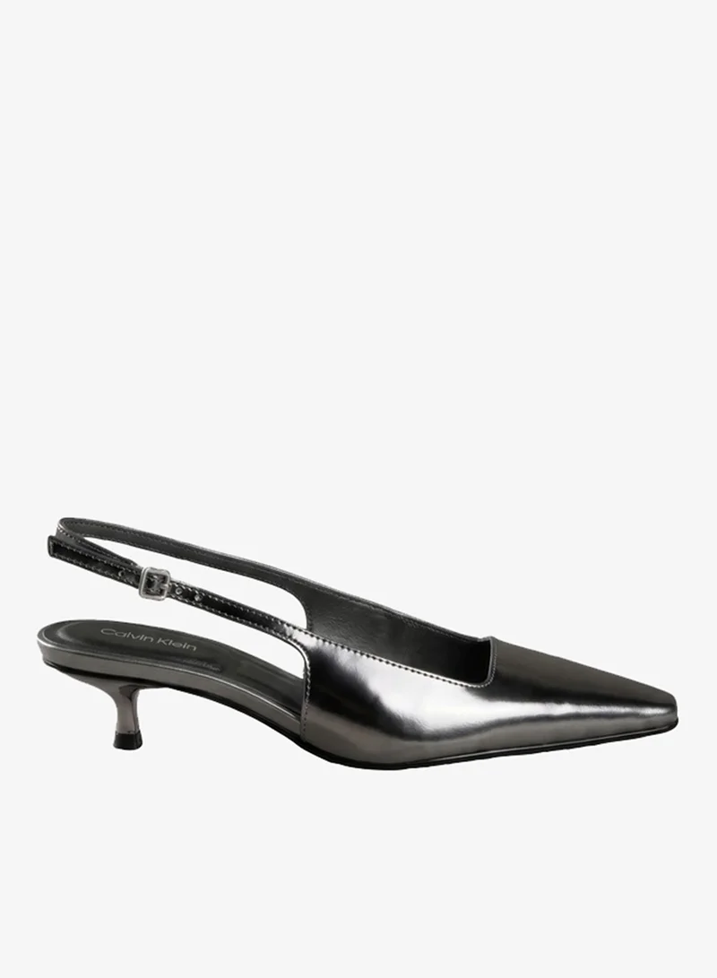 Calvin Klein Metallic Leather Kitten Heel Slingbacks
