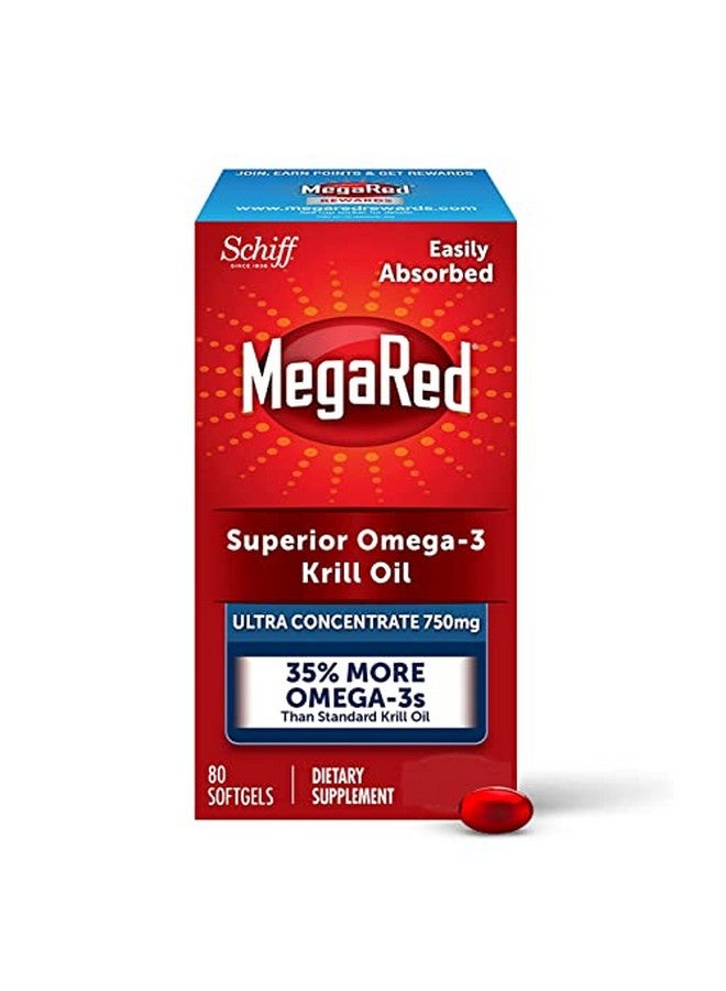 Megared Ultra Strength Krill Oil Omega 3 Supplement 750Mg Krill Oil Epa & Dha & Antioxidant Astaxanthin For Heart Health 80 Softgels No Fish Oil Aftertaste  - Image 1