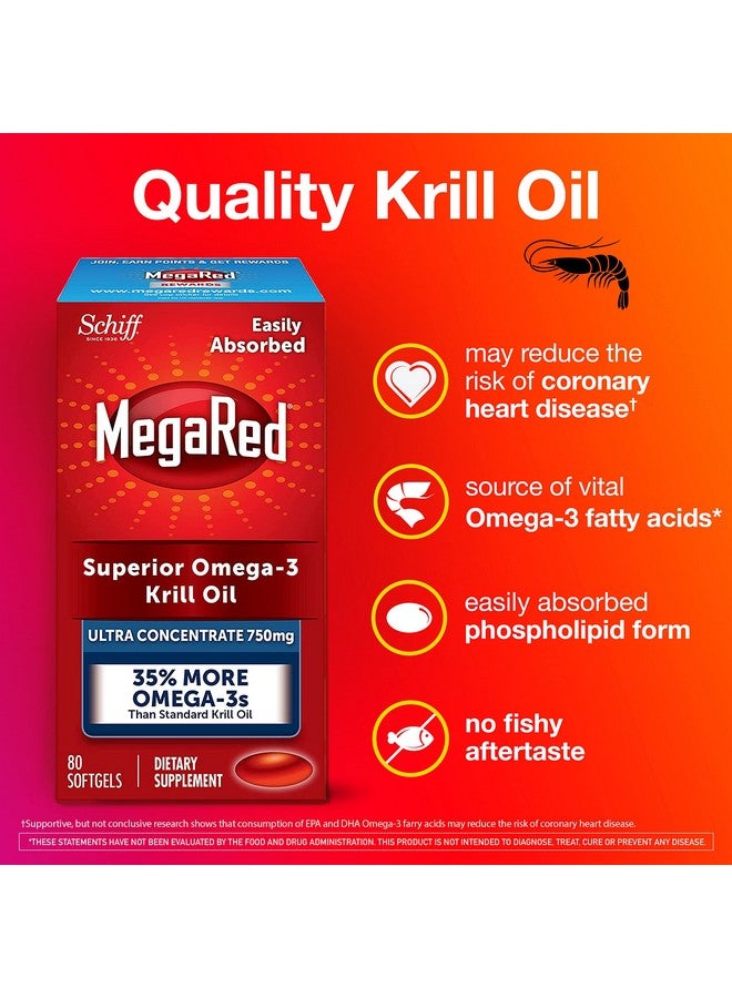 Megared Ultra Strength Krill Oil Omega 3 Supplement 750Mg Krill Oil Epa & Dha & Antioxidant Astaxanthin For Heart Health 80 Softgels No Fish Oil Aftertaste  - Image 3
