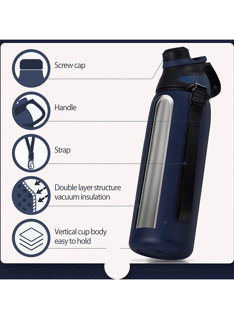 FjBottle Stainless Steel Water Bottle 1L with Magnetic Lid, BPA Free Insulated Water Bottle, Sports Metal Water Bottle Hot&Cold Drinks Vacuum Flask Leak-Proof for Sports, Gym, Work, Travel - Image 5