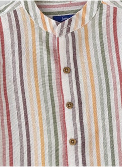 JAM Boys Woven Cotton Striped Mandarin Collar Shirt  - Image 3