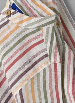 JAM Boys Woven Cotton Striped Mandarin Collar Shirt  - Image 4