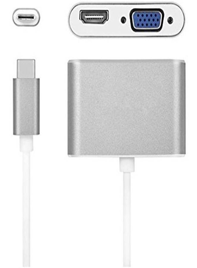 2-in-1 USB Type-C to HDMI/VGA Adapter for MacBook/Huawei - Dual Monitor 4K Converter with Heat-Resistant Design - Image 1