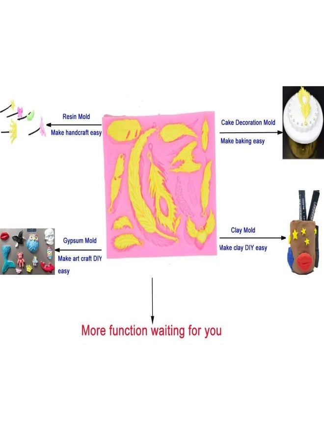 Skytail 14 Cavity Vintage Peacock Angel Wing Mould Collections Silicone Fondant Mold Feather Cake, Gum Paste Mold for Sugar Paste gumpaste Cupcake Decorating Topper Resin, Bookmark Wall Hanging DIY - Image 3