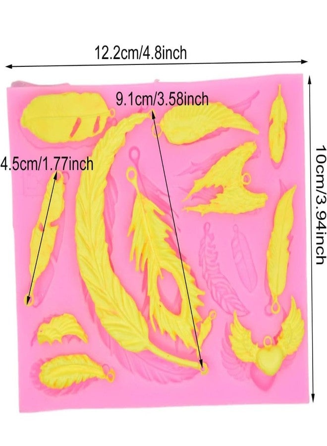 Skytail 14 Cavity Vintage Peacock Angel Wing Mould Collections Silicone Fondant Mold Feather Cake, Gum Paste Mold for Sugar Paste gumpaste Cupcake Decorating Topper Resin, Bookmark Wall Hanging DIY - Image 2
