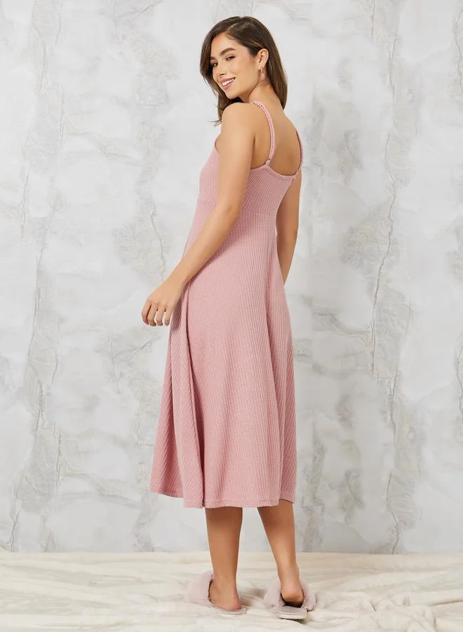 Styli Styli Waffle Knit Textured Nightdress