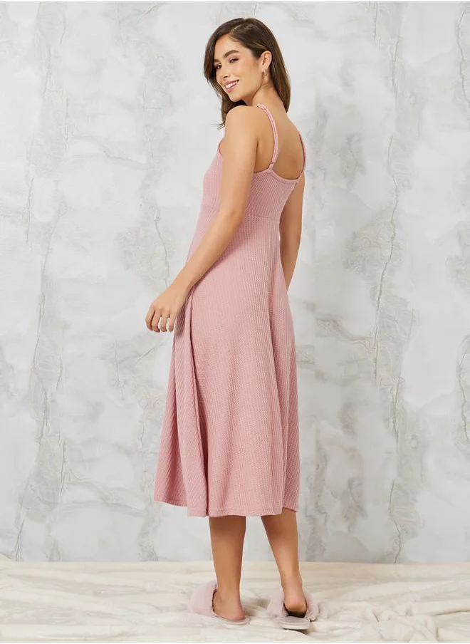 ستايلي Waffle Knit Textured Slip Dress