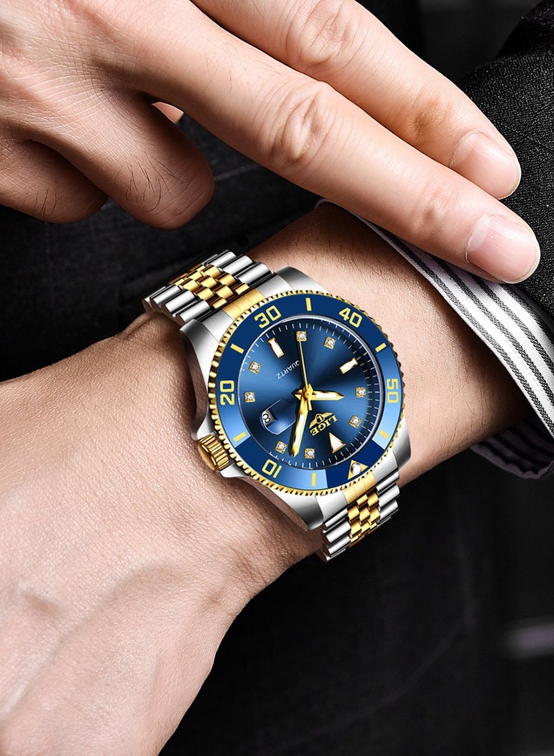 LIGE Men's Business Blue Dial Quartz Watches Luxurious and Elegant with Stainless Steel Band  - Image 2