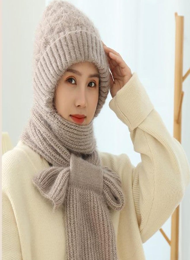 AARUX Women's Winter Knitted Cap with Scarf Set | Warm Woolen Beanie Hat with Muffler | Soft Ribbed Knit Hooded Scarf for Cold Weather, Stylish 2-in-1 Winter Headwear Cap with Scarf (MULTICOLOR) - Image 5