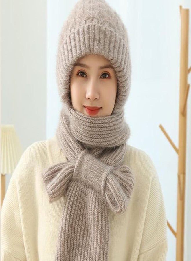 AARUX Women's Winter Knitted Cap with Scarf Set | Warm Woolen Beanie Hat with Muffler | Soft Ribbed Knit Hooded Scarf for Cold Weather, Stylish 2-in-1 Winter Headwear Cap with Scarf (MULTICOLOR) - Image 3