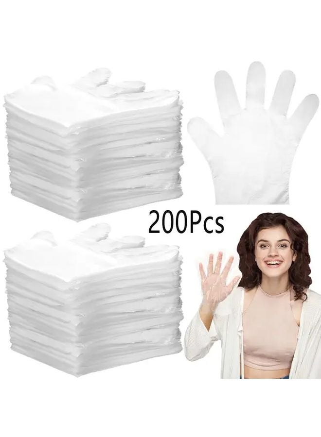200 Pcs Transparent Disposable Plastic Gloves Latex Free Durable Comfortable - Image 1
