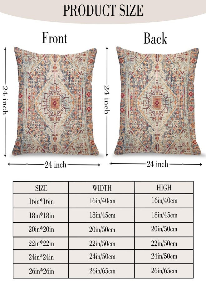 BUAEL Boho Throw Pillow Covers 24x24 inch Set of 2,Boho Vintage Carpet Pattern Antique Ethnic Decor Double Sided Pattern Cushion Cover Soft Pillow Case Living Sofa Room Bed Square Pillow Cover - Image 2