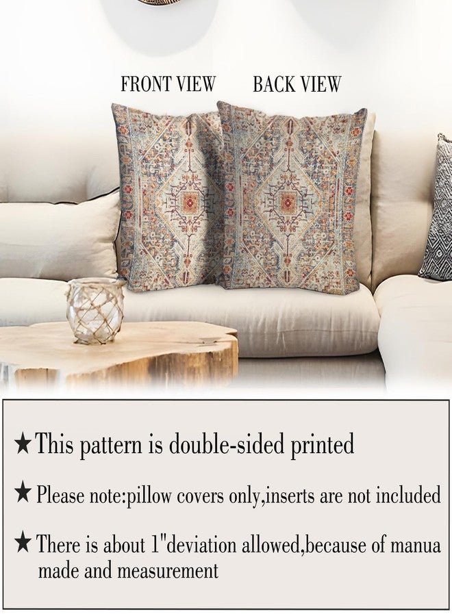BUAEL Boho Throw Pillow Covers 24x24 inch Set of 2,Boho Vintage Carpet Pattern Antique Ethnic Decor Double Sided Pattern Cushion Cover Soft Pillow Case Living Sofa Room Bed Square Pillow Cover - Image 3
