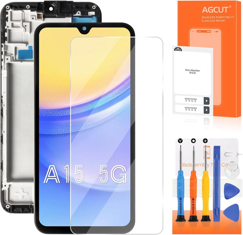 AGCUT INCELL for Samsung Galaxy A15 5G Screen Replacement for Samsung A15 5G LCD Display SM-A156U SM-A156P SM-A156W LCD Digitizer Screen Touch Assembly Black with Frame - Image 1