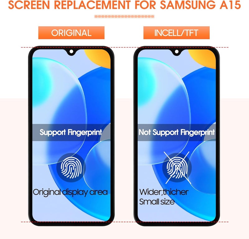 AGCUT INCELL for Samsung Galaxy A15 5G Screen Replacement for Samsung A15 5G LCD Display SM-A156U SM-A156P SM-A156W LCD Digitizer Screen Touch Assembly Black with Frame - Image 4