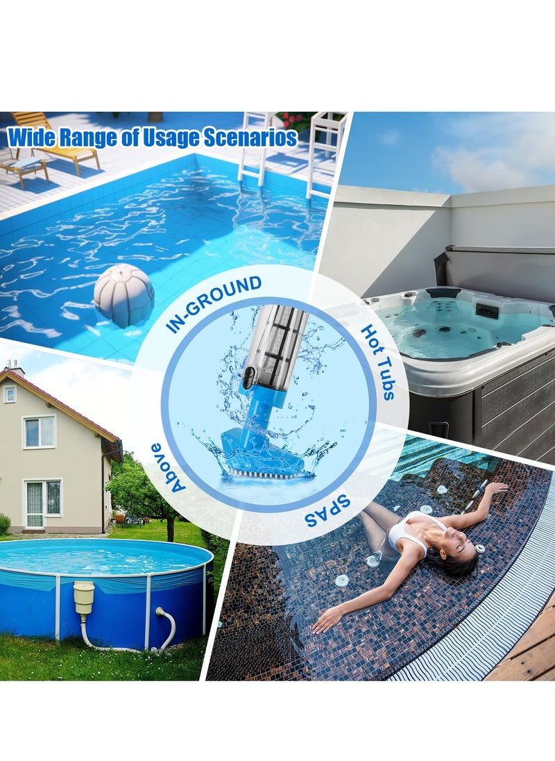 Upgraded 3 in 1 Cordless Rechargeable Pool Vacuum Handheld Pool Vacuum with Telescopic Pole for Deep Cleaning Over 100 Mins Running Time Deep Cleaning for above and In ground Pools Hot Tubs Spas