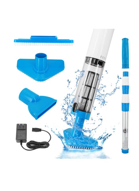 Upgraded 3 in 1 Cordless Rechargeable Pool Vacuum Handheld Pool Vacuum with Telescopic Pole for Deep Cleaning Over 100 Mins Running Time Deep Cleaning for above and In ground Pools Hot Tubs Spas