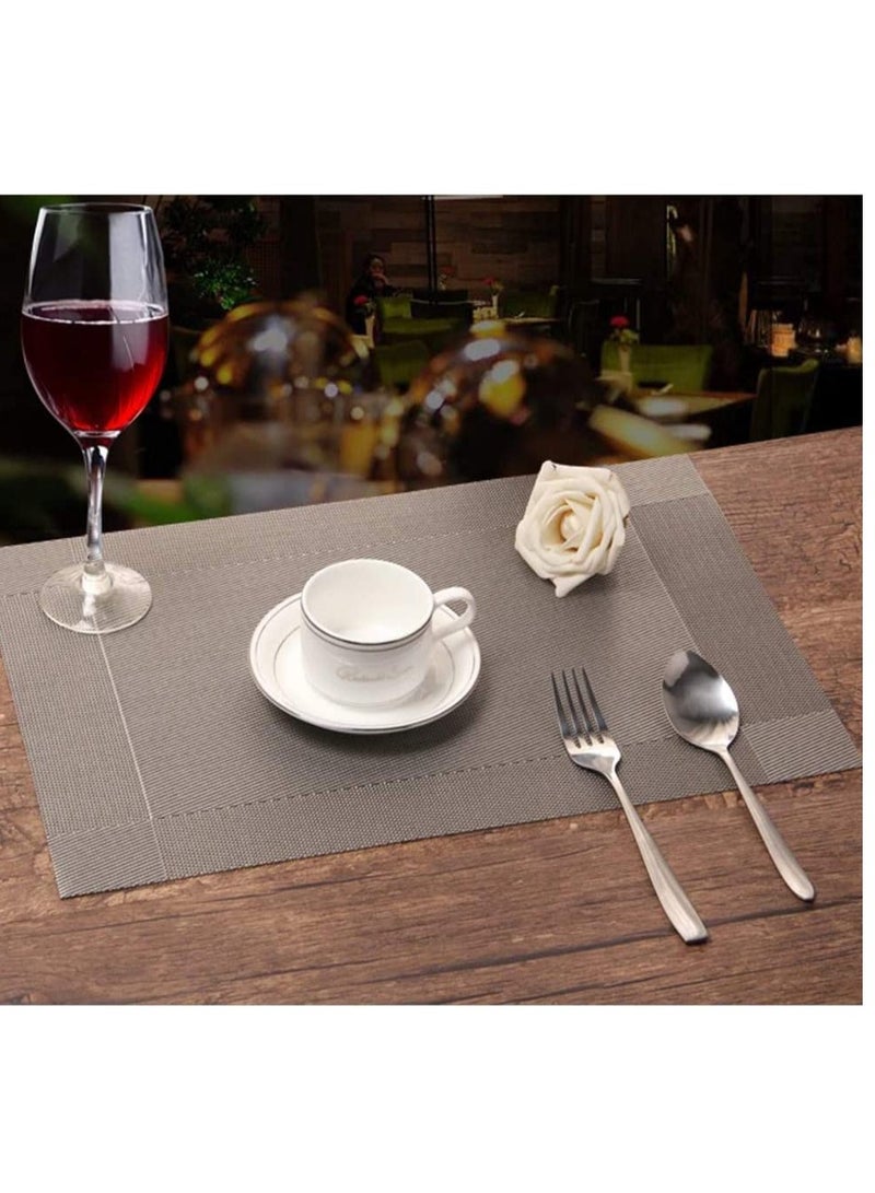 Barakah Table Mats Set, Placemats Set Washable Non-slip Heat Resistant PVC with Singel Border Decoration Rectangle 45x30cm and Sets of 8 Coasters for Dining Room Place - Image 2