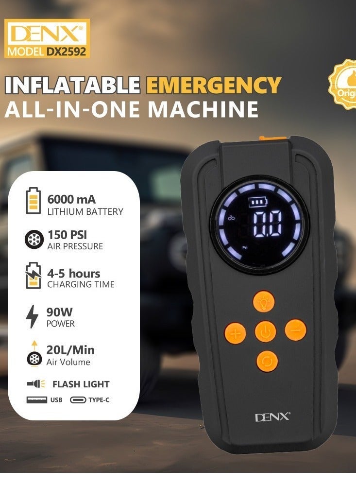 Denx 6000 mAh portable car starter battery with built-in air blower from DENX - Image 2